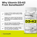 SonoHealth Vitamin D3 + K2 with BioPerine - 60 Capsules - image 6