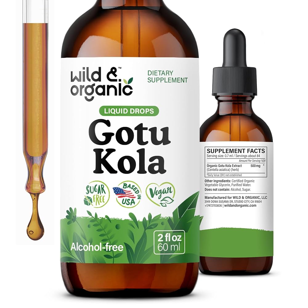 Wild & Organic Gotu Kola Drops - Organic Gotu Kola Herb Liquid
