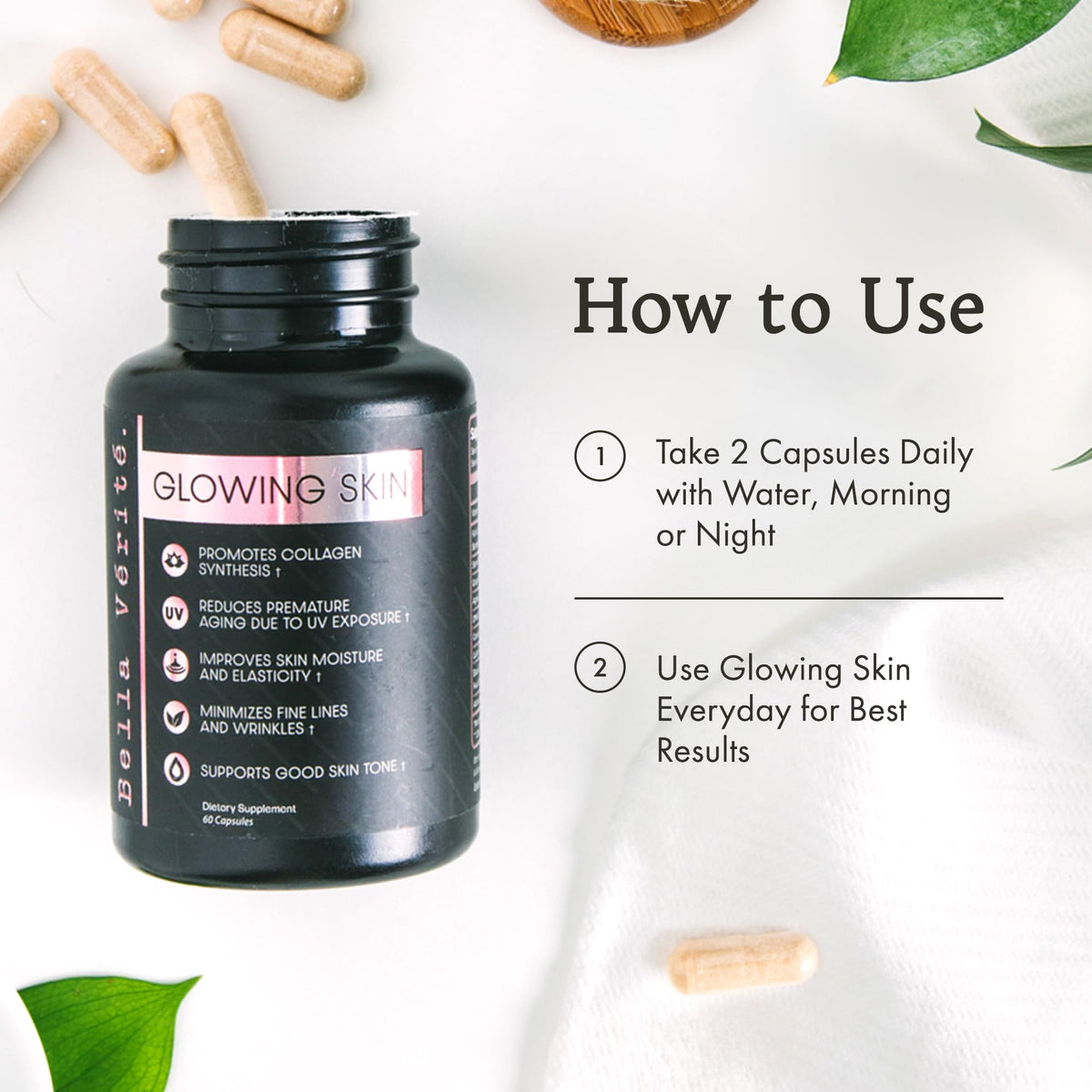Bella Vérité Daily Collagen Supplement for Skin - 60 Capsules - image 5