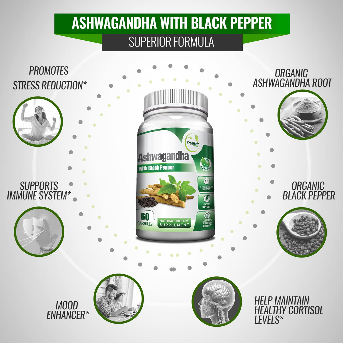 GreeNatr Organic Ashwagandha Capsules with Black Pepper - image 4