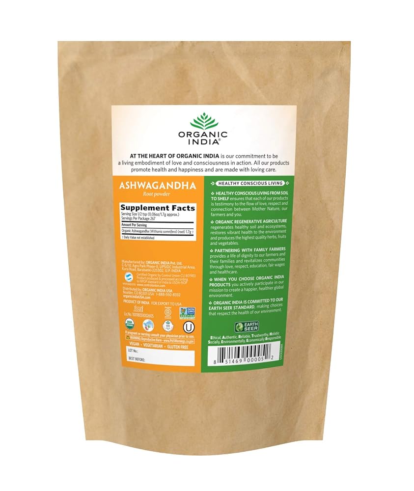 ORGANIC INDIA Ashwagandha Powder Organic Herbal Supplement - 1lb - image 2