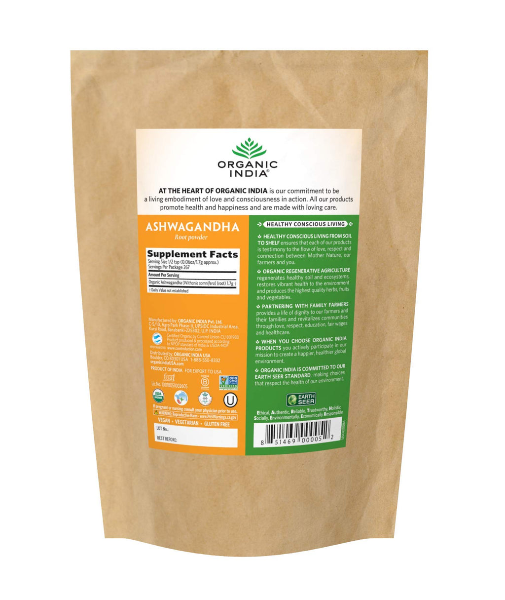ORGANIC INDIA Ashwagandha Powder Organic Herbal Supplement - 1lb - image 2