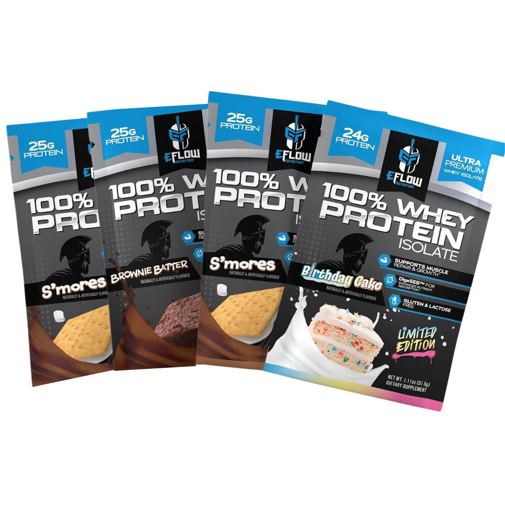 eFlow Nutrition Whey Protein Isolate Sample Variety - 4 Pack