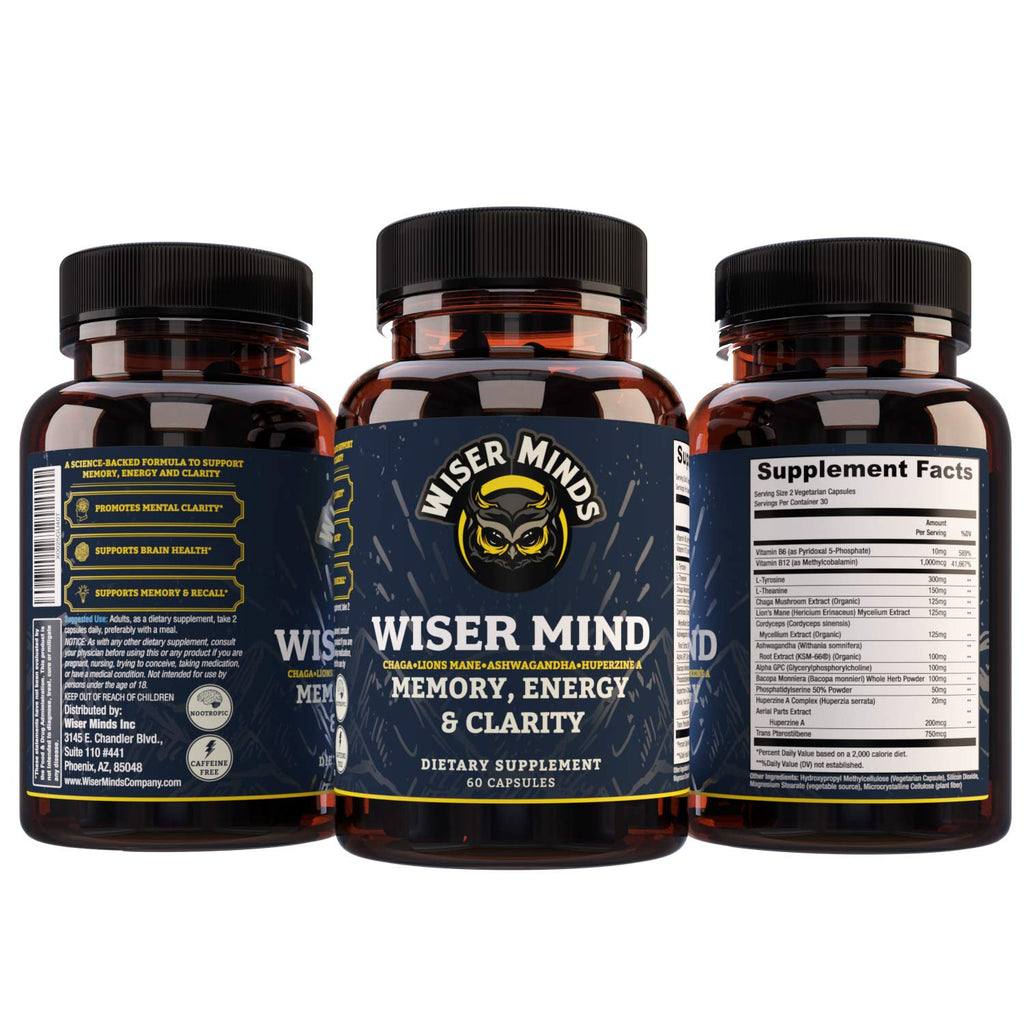 Wiser Minds Nootropic Memory & Focus Supplement - 60 Capsules