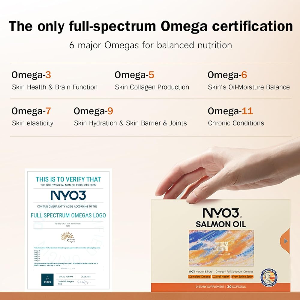 NYO3 97% Salmon Oil 1000mg Omega 3-6-9-11 - 30 Softgels - image 4