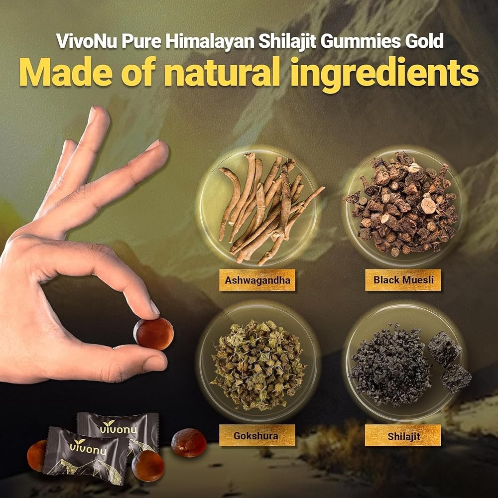 VivoNu Shilajit Gummies Pure Himalayan Micronutrient Supplement - 60 Count - image 3