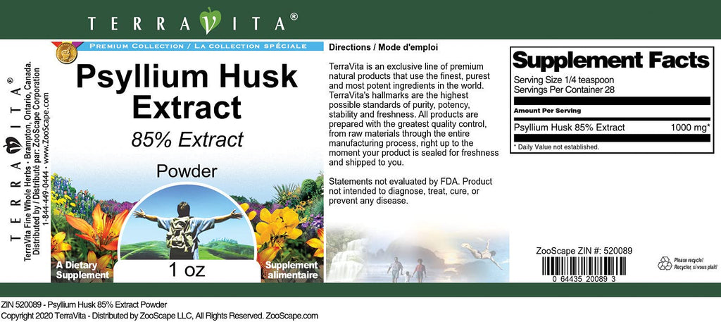 Terravita Psyllium Husk 85% Extract Powder - 1 oz - image 2