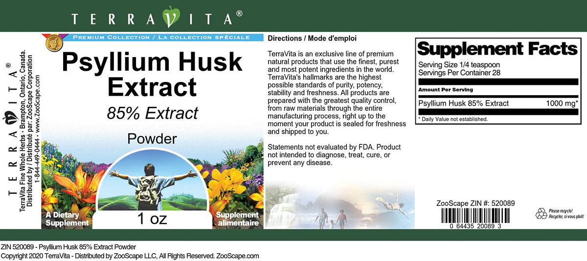 Terravita Psyllium Husk 85% Extract Powder - 1 oz - image 2