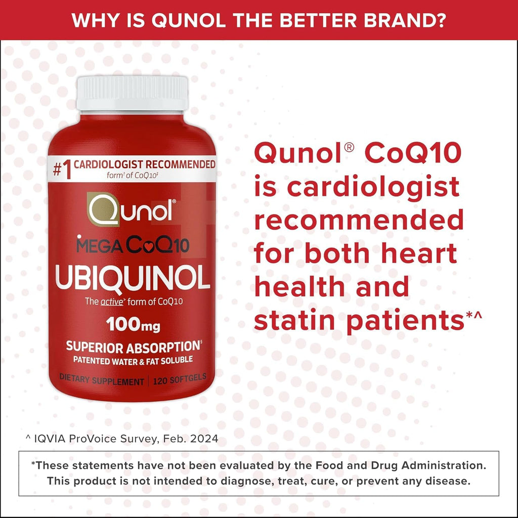 Qunol CoQ10 100mg Softgels, Mega Ubiquinol 100mg