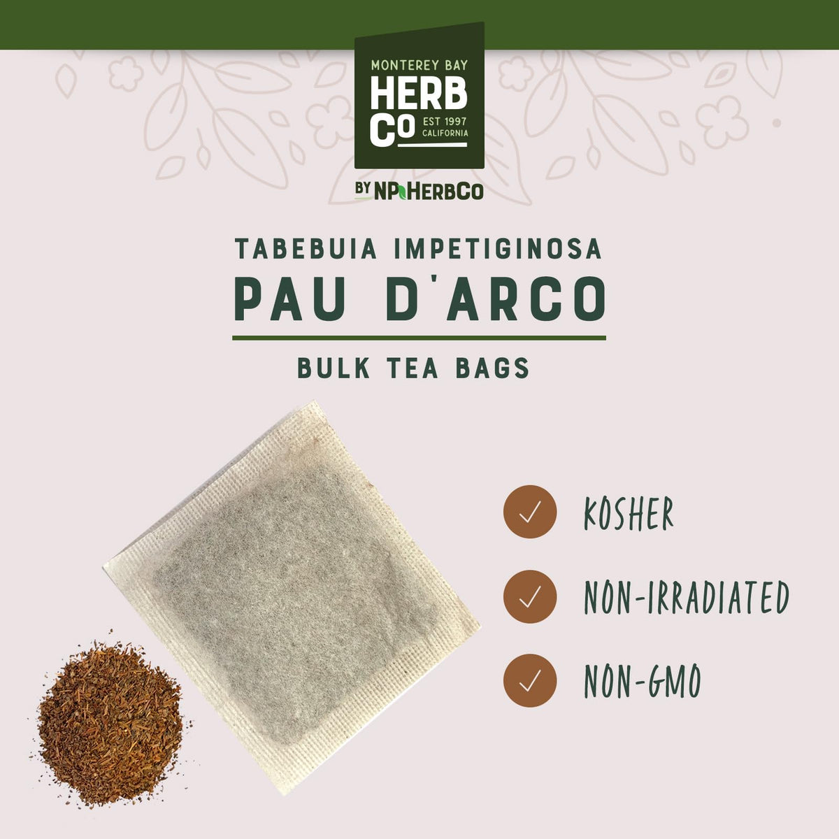 Monterey Bay Herb Co Pau D'Arco Tea Bags - 200 Count - image 3