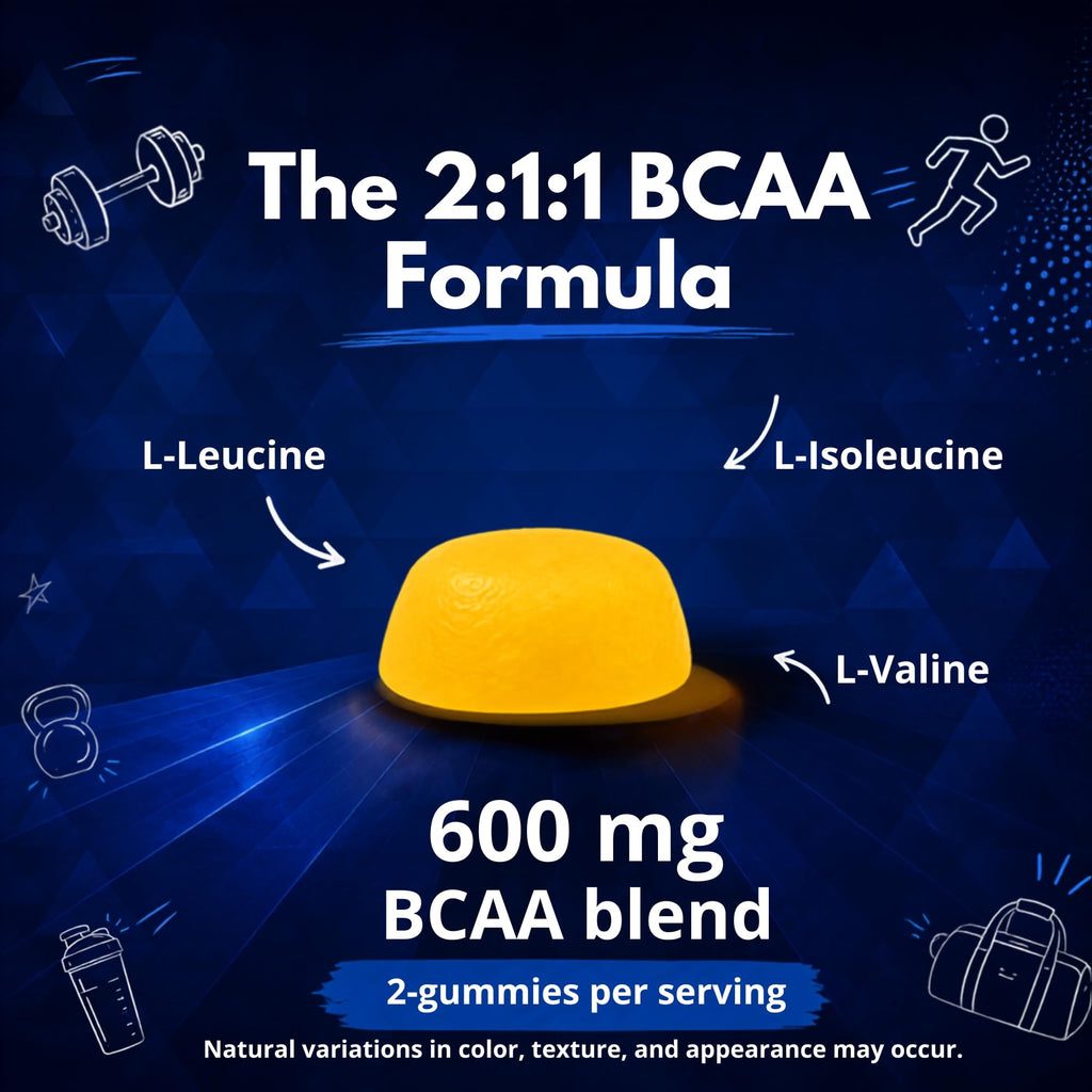 Vitamatic BCAA Gummies - Branch Chain Amino Acid Supplements - Peach