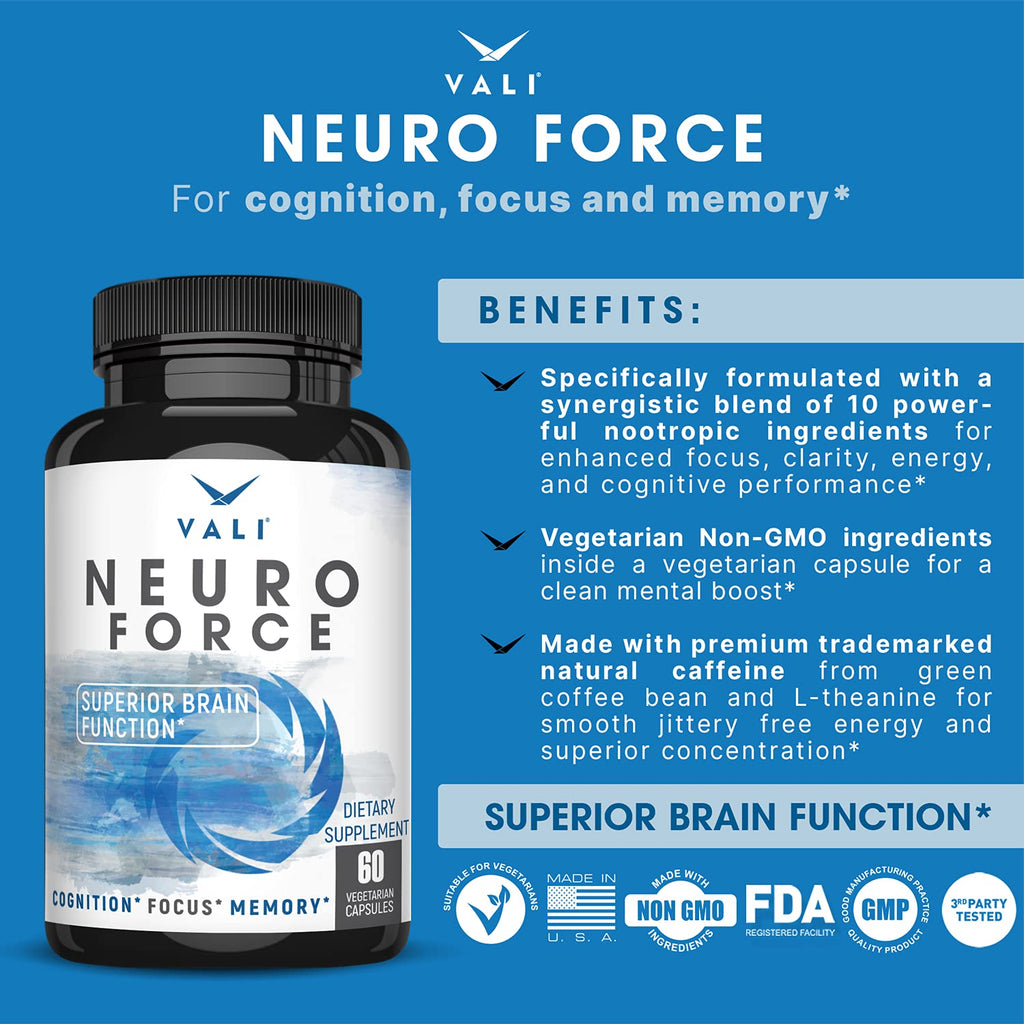 VALI Neuro Force Brain Booster Nootropic for Focus & Memory - 60 Capsules - image 3
