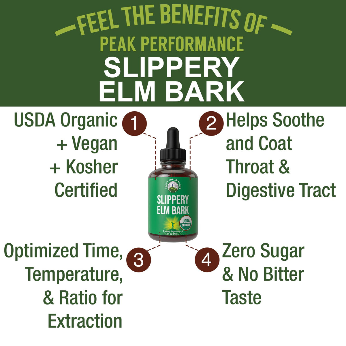 Peak Performance Slippery Elm Bark Liquid Drops Tincture - 2 Fl Oz - image 2