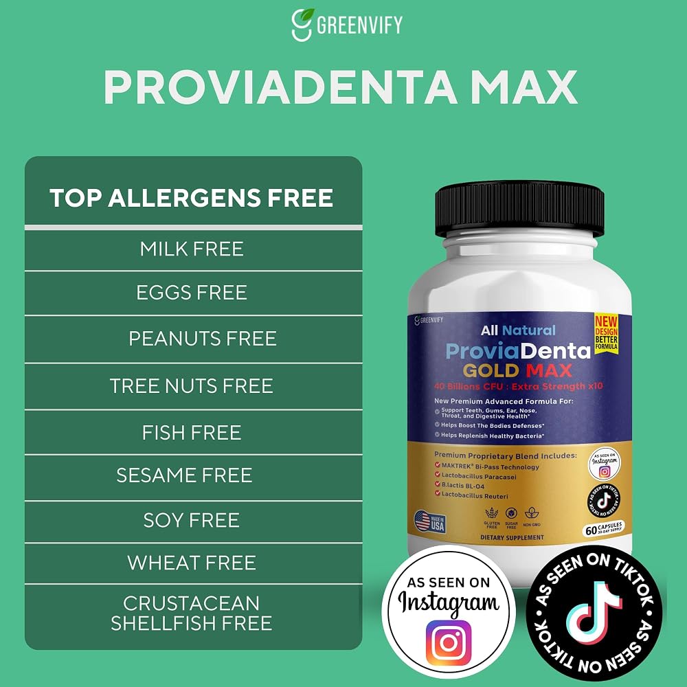 GREENVIFY ProviaDenta Gold Max Oral Probiotics 40 Billion CFU - 120 Capsules - image 7