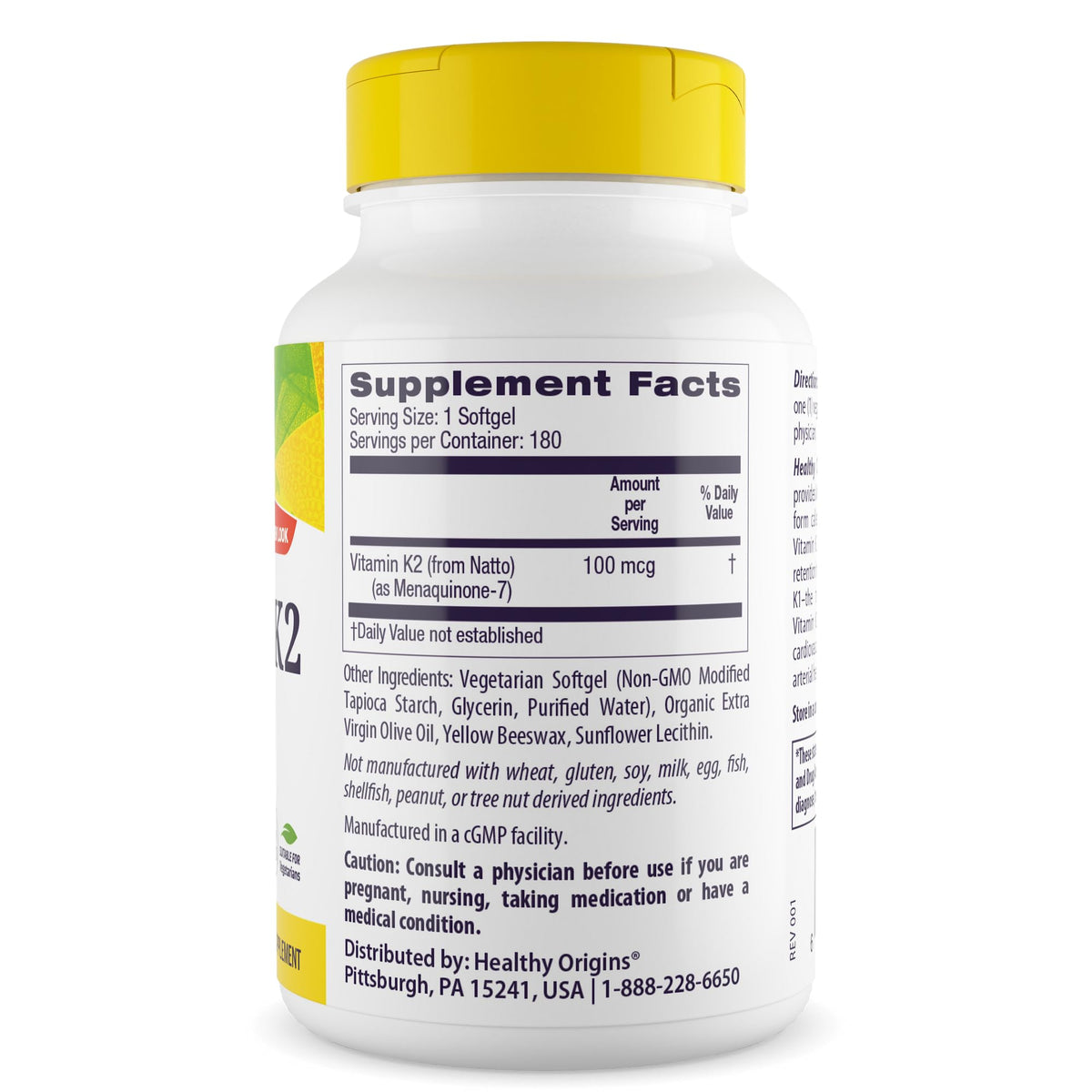 Healthy Origins Vitamin K2 As MK-7 Supplement
