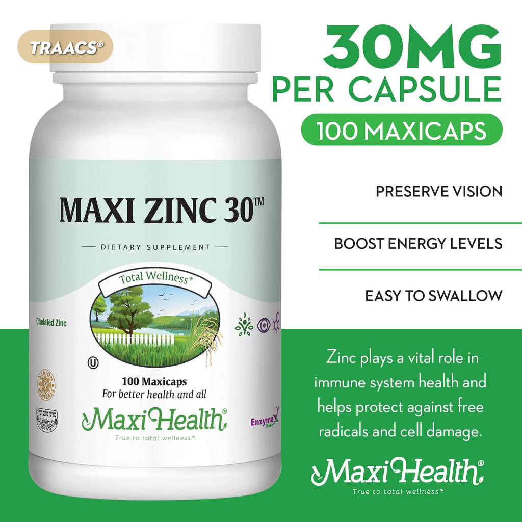 Maxi Health Zinc Supplement 30mg with Enzymax - 100 Capsules - image 3