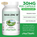 Maxi Health Zinc Supplement 30mg with Enzymax - 100 Capsules - image 3