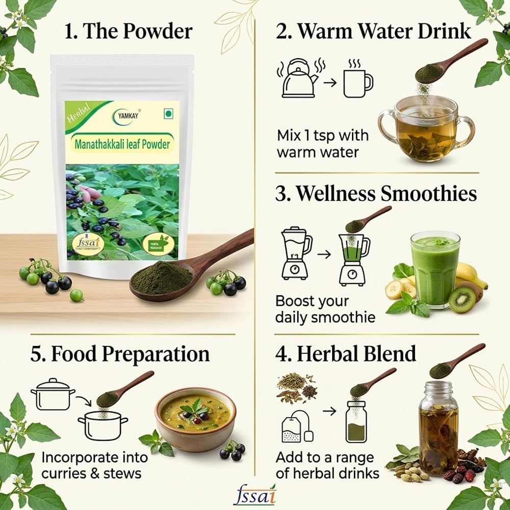 YAMKAY Manathakkali Leaf Powder - 300g - image 5