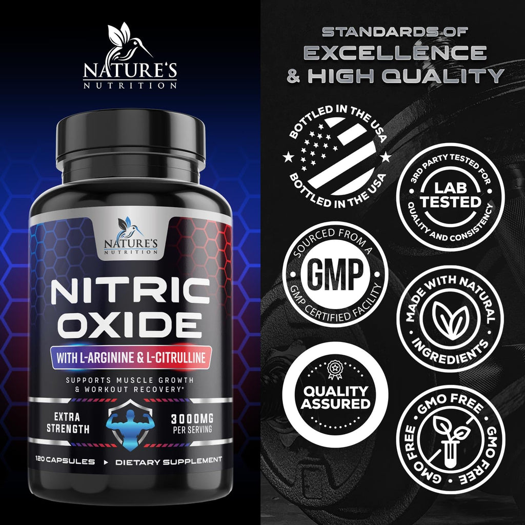 Nature's Nutrition Nitric Oxide Booster Extra Strength - 3X Strength
