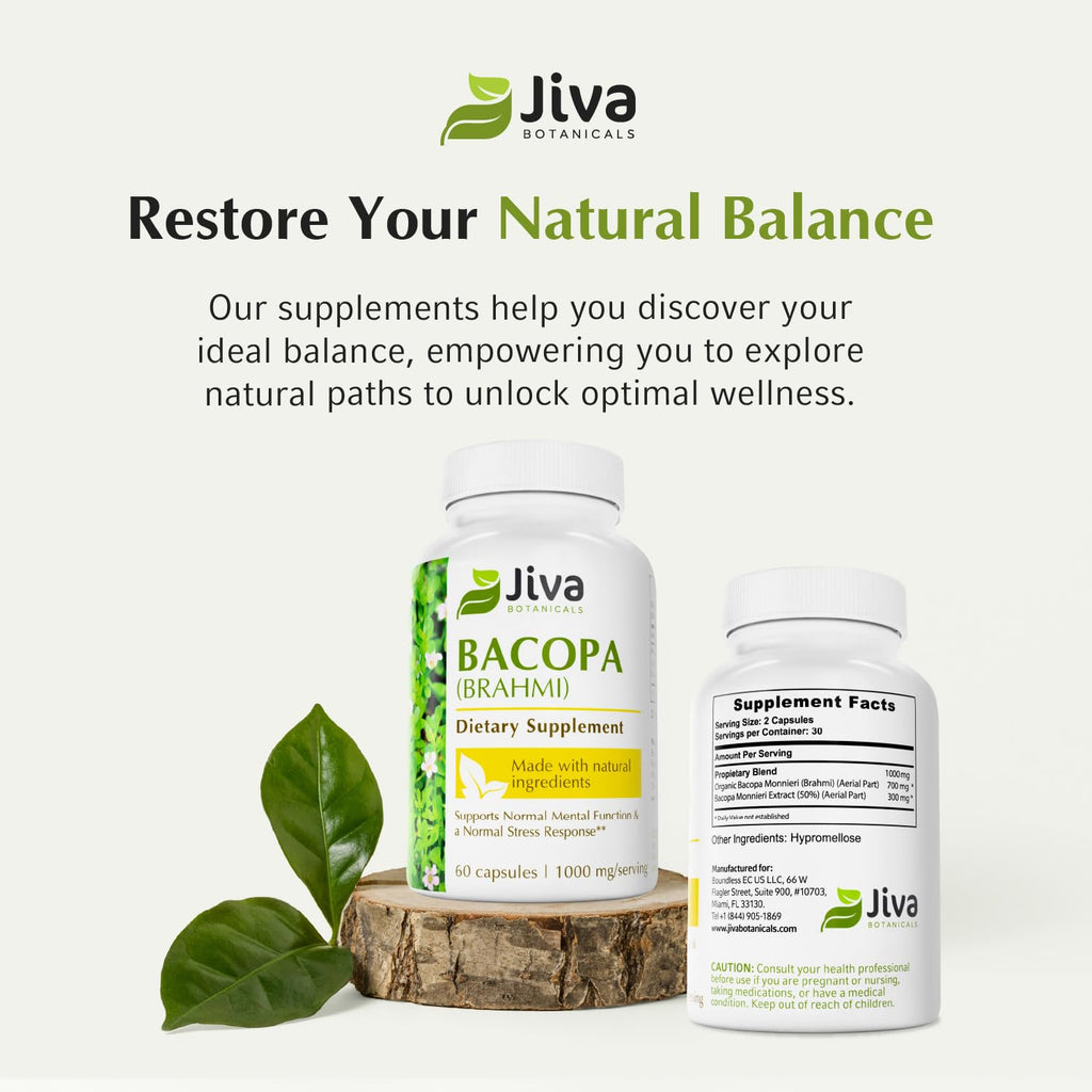 Jiva Botanicals Bacopa Monnieri 1000mg - 60 Capsules - image 7