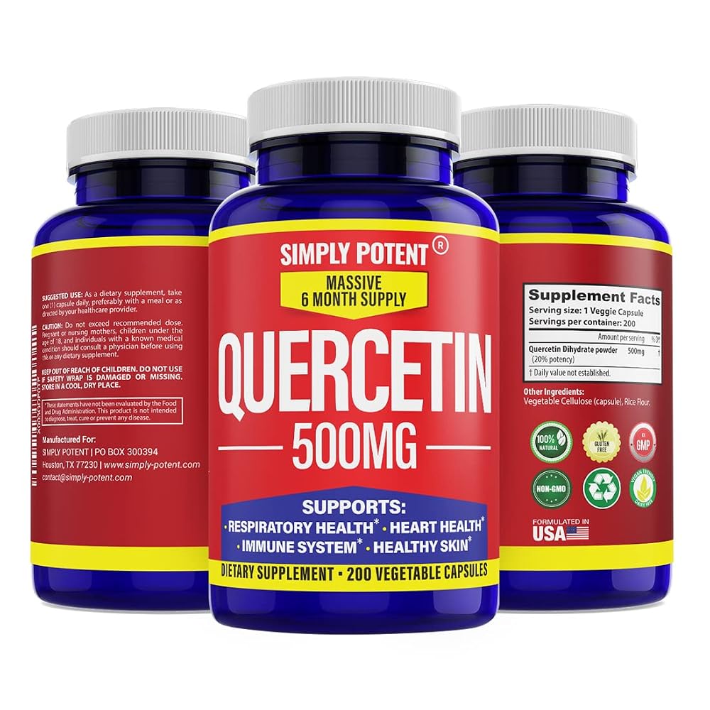 Simply Potent Quercetin 500mg Antioxidant - 200 Capsules
