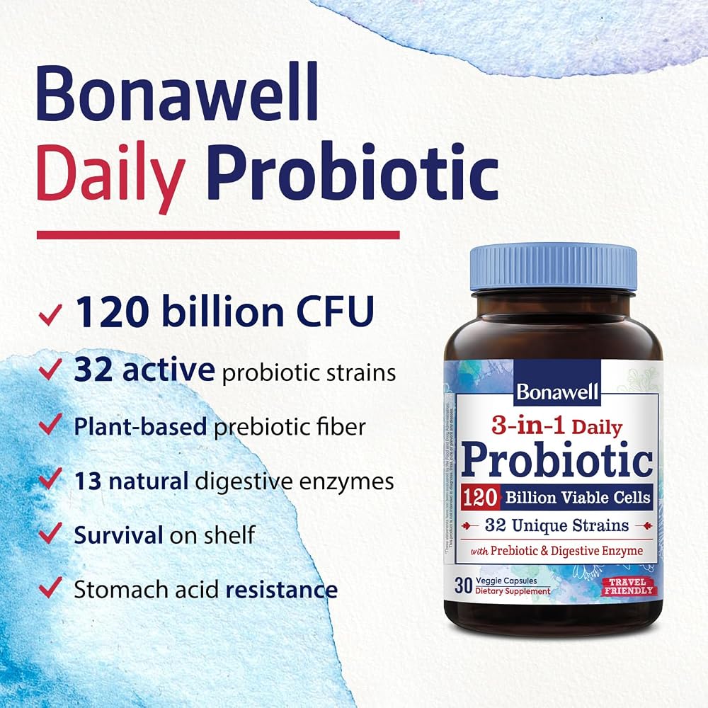 Bonawell Probiotics 120 Billion CFU 32 Strains - 30 Vegetarian Capsules - image 3