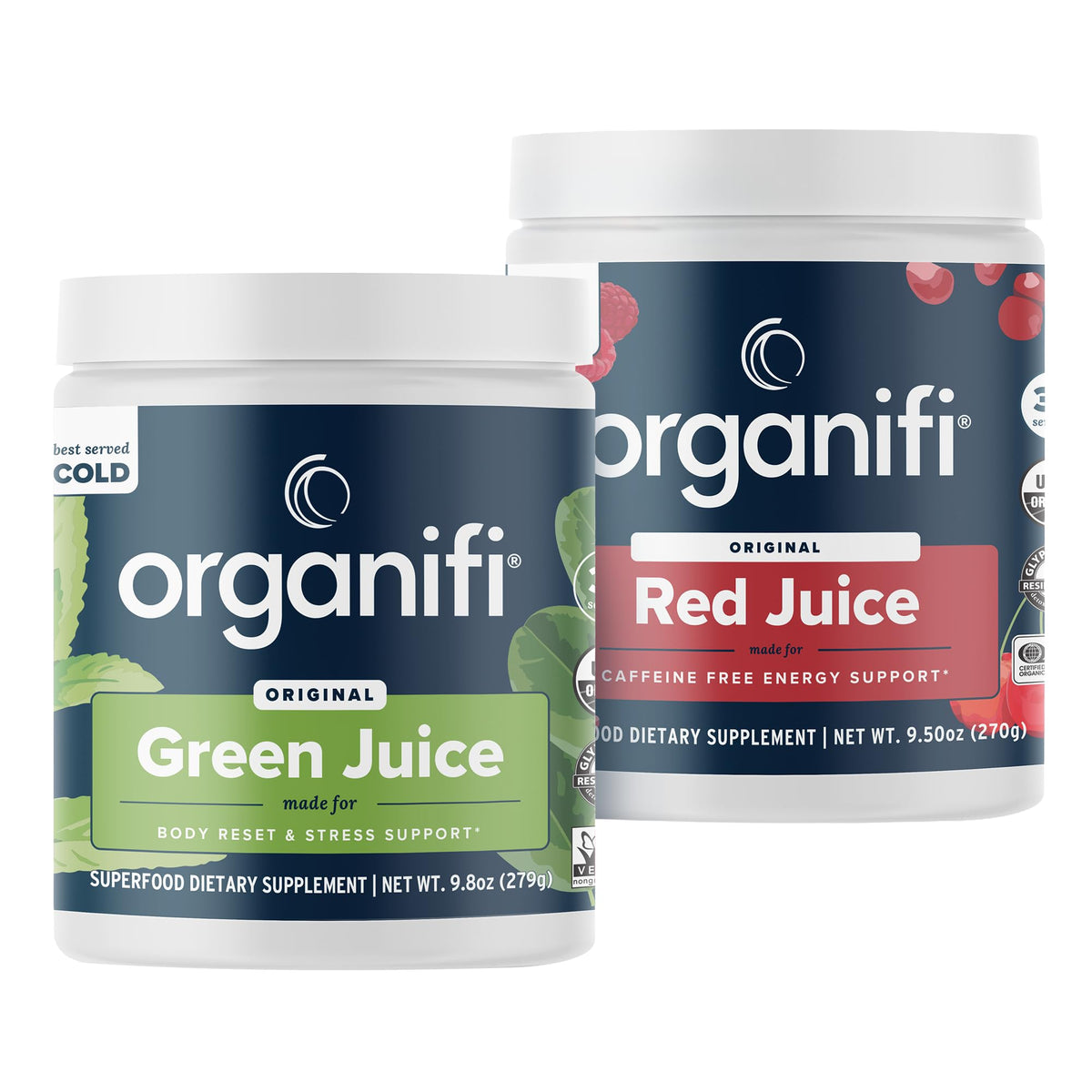 Organifi Daily Energizing Stack Green and Red Juice - 30 Day Supply