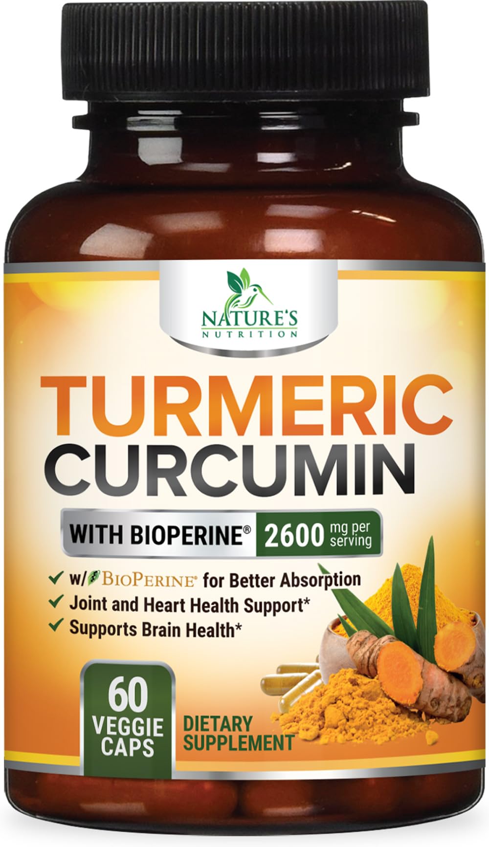 Nature's Nutrition Turmeric Curcumin Supplement - 2400mg Organic