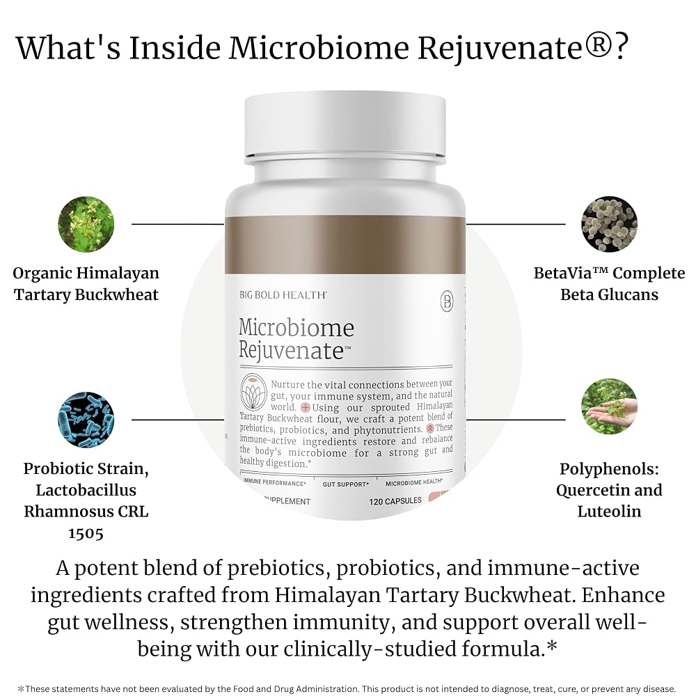 BIG BOLD HEALTH Microbiome Rejuvenate Prebiotic + Probiotic - 120 Capsules - image 2