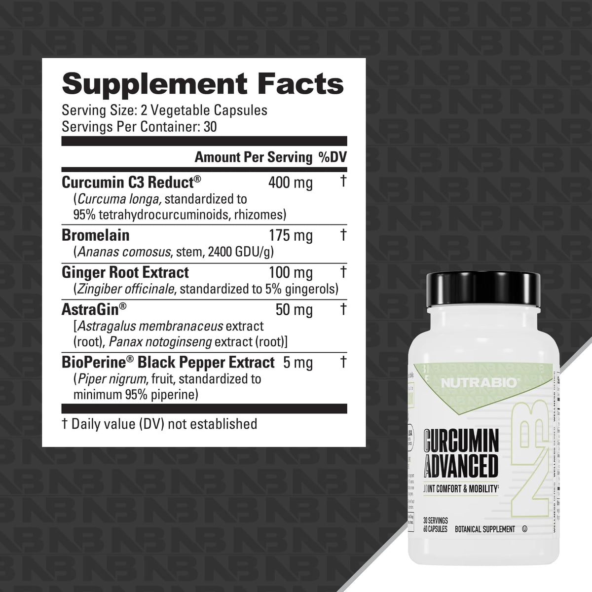 NutraBio Curcumin Advanced Digestion & Joint Support - 60 Capsules - image 2