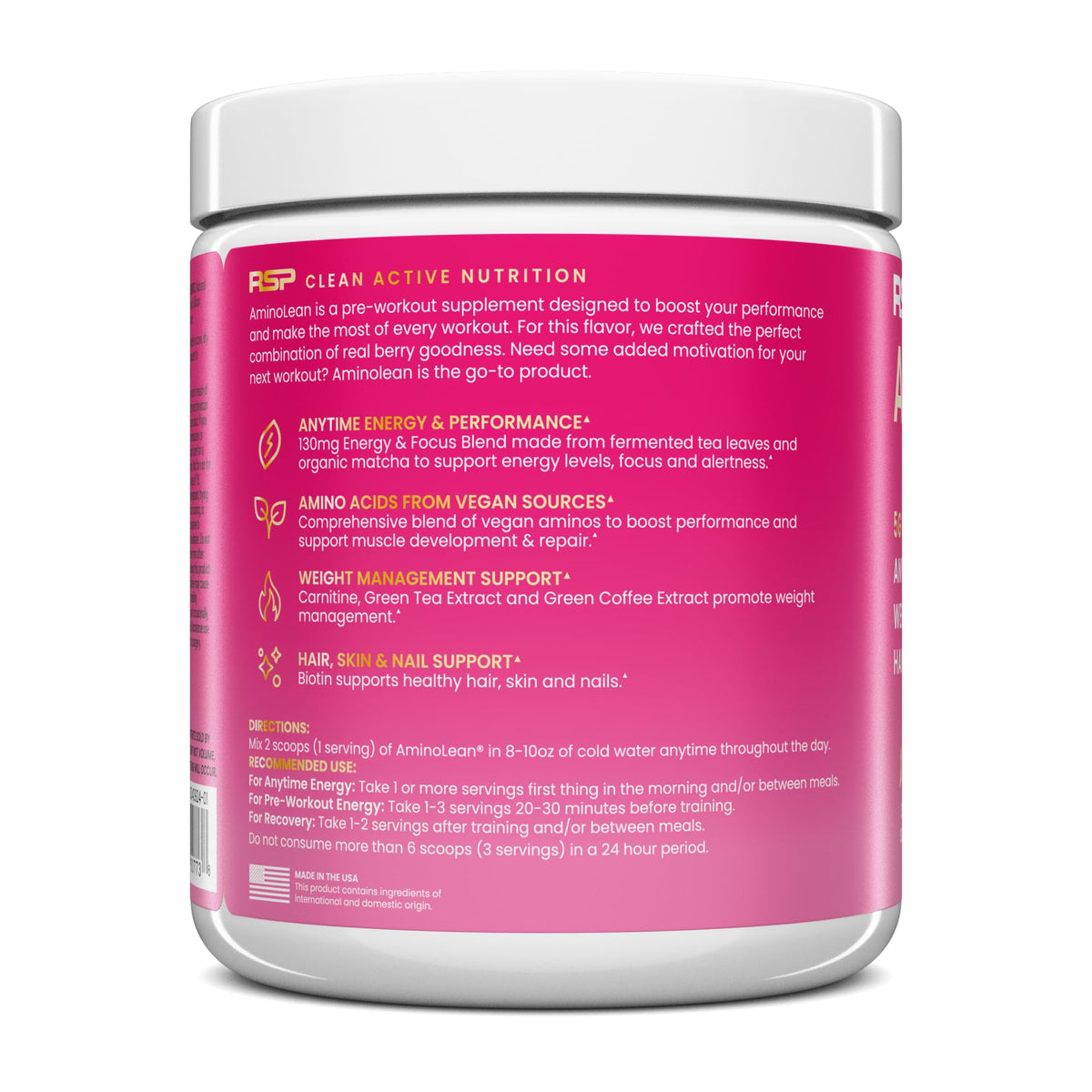 RSP Nutrition AminoLean Pre Workout Powder - 30 Servings - image 11