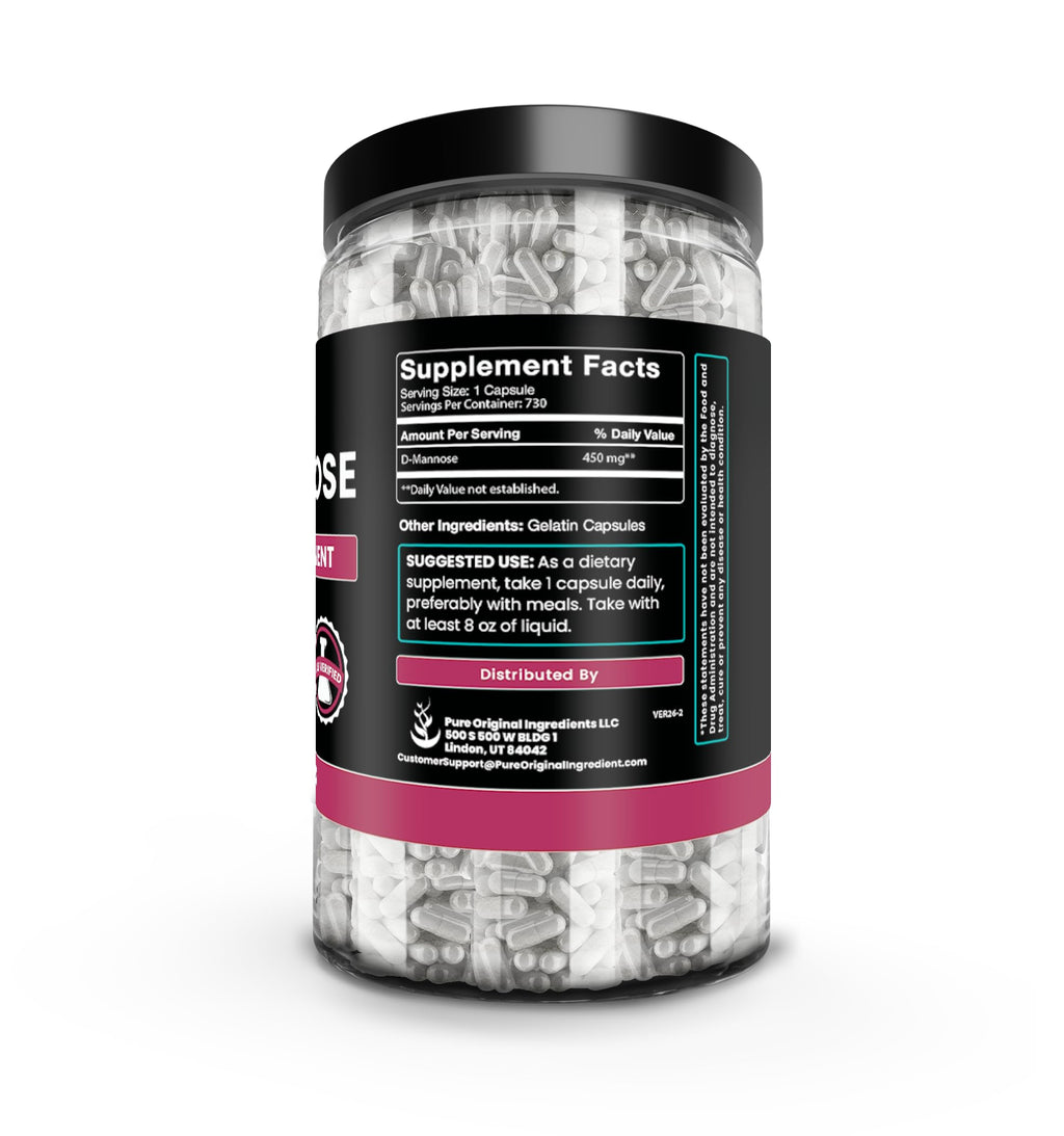 PURE ORIGINAL INGREDIENTS D-Mannose - 730 Capsules - image 3