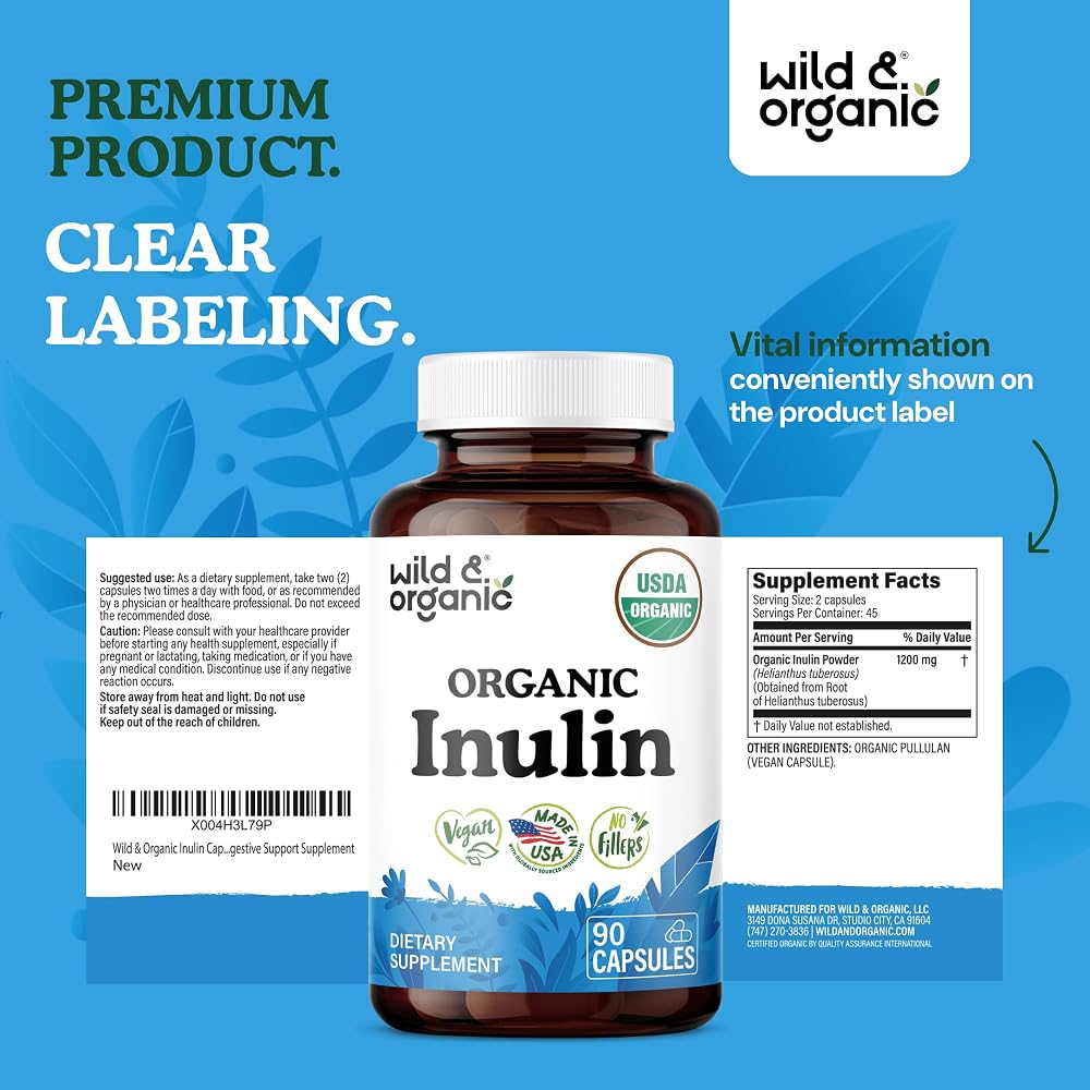 Wild & Organic USDA Organic Inulin Capsules Digestive Support - 90 Count - image 7