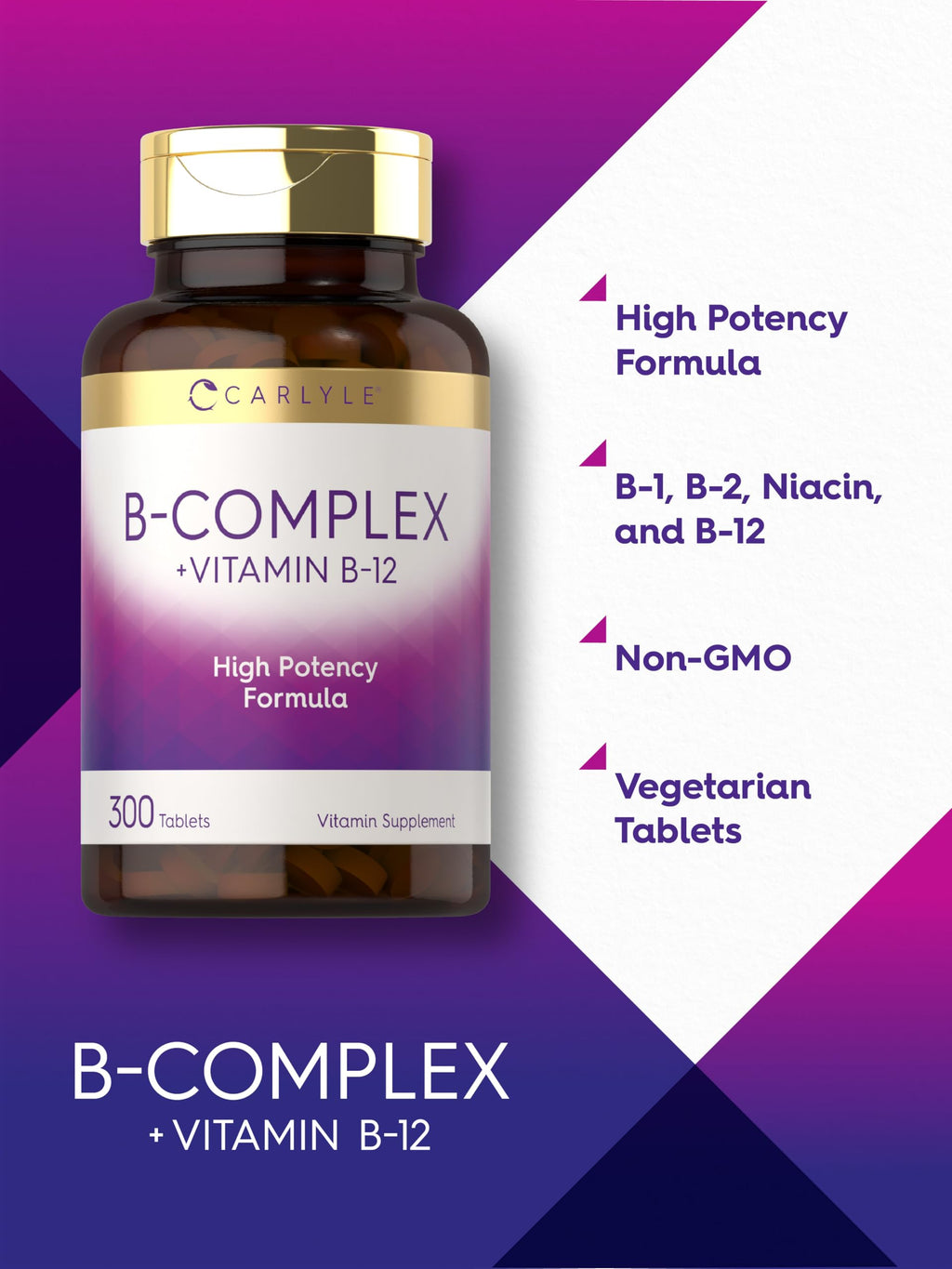 Carlyle B-Complex Vitamin with B12 - 300 Tablets - image 4