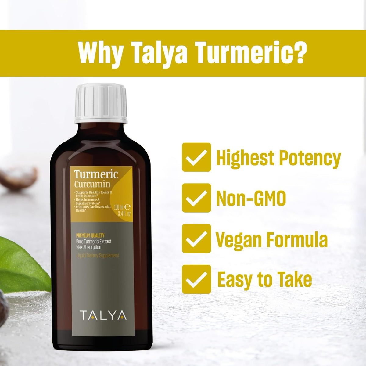 TALYA Turmeric Curcumin Liquid Extract 95% Curcuminoids - 3.4 fl oz - image 4