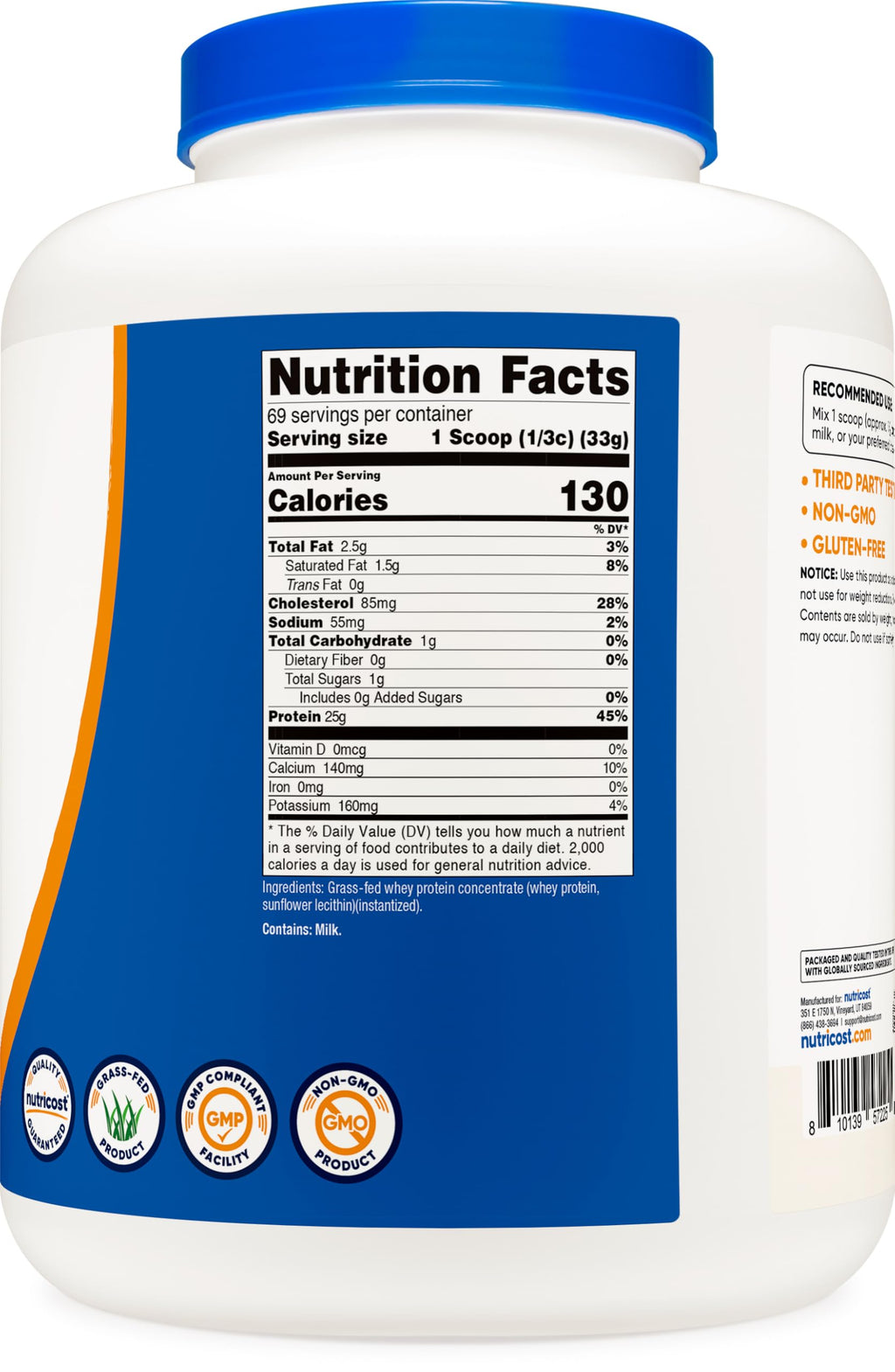 Nutricost Grass-Fed Whey Protein Concentrate - Undenatured