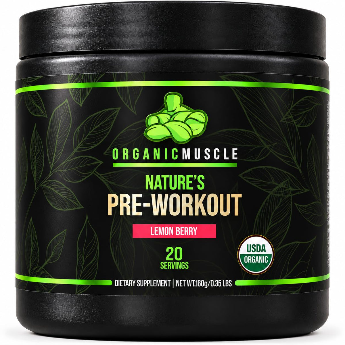 Organic Muscle Pre Workout Powder Lemon Berry - 20 Servings