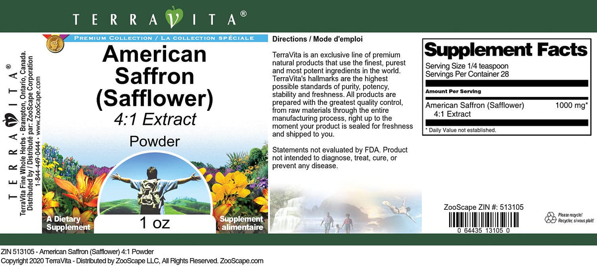 Terravita American Saffron Safflower 4:1 Powder - 1 oz - image 2