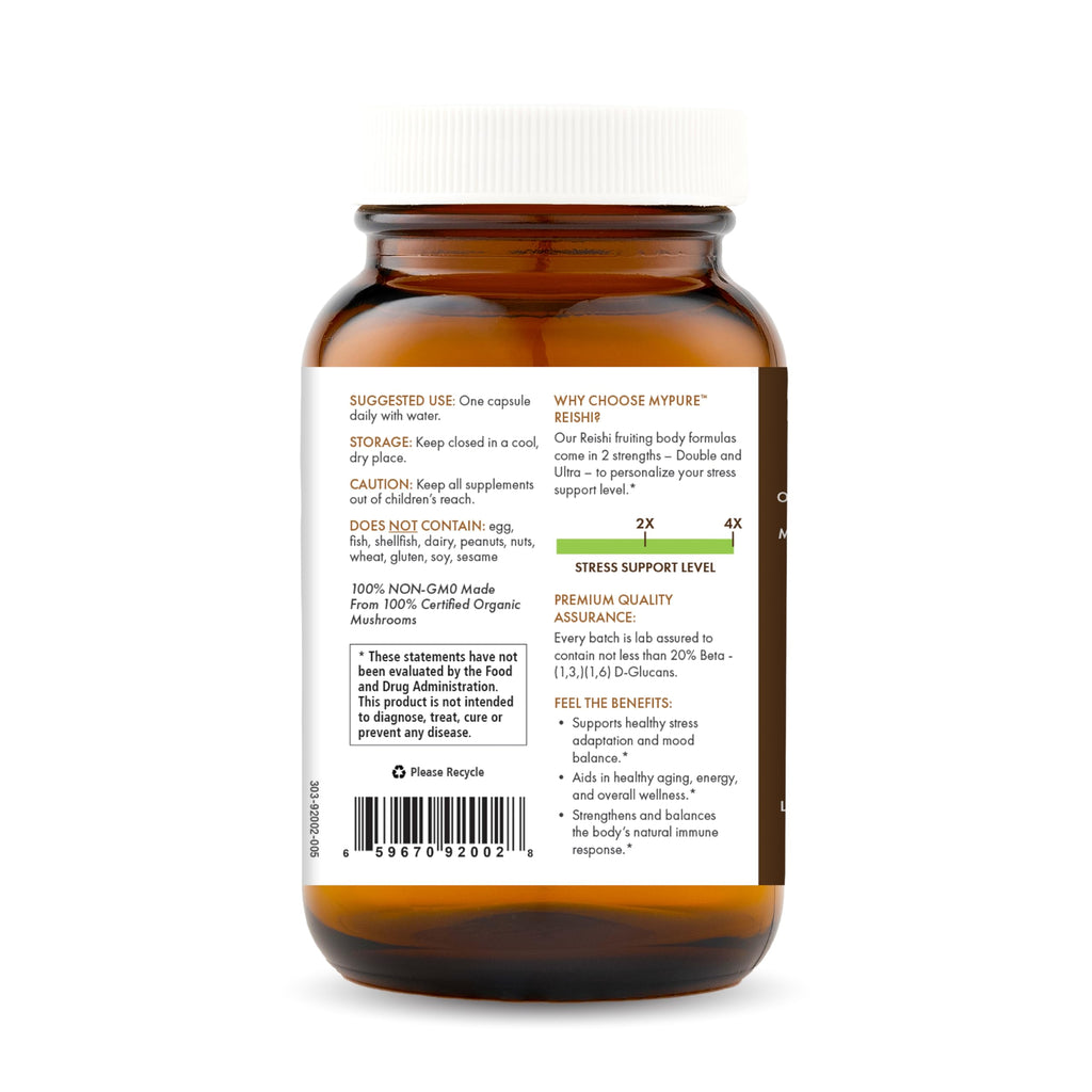 PURE ESSENCE LABS MyPure Reishi 4X Organic Mushrooms Supplement