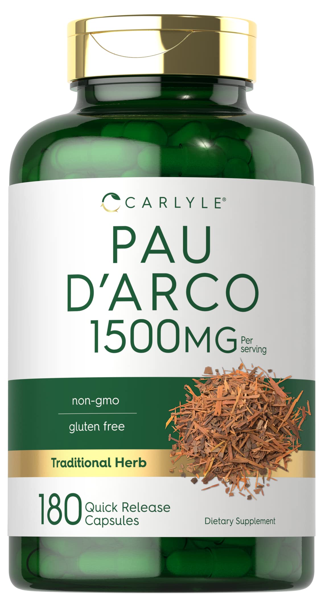 Carlyle Pau D'Arco 1500mg Herbal Supplement - 180 Capsules