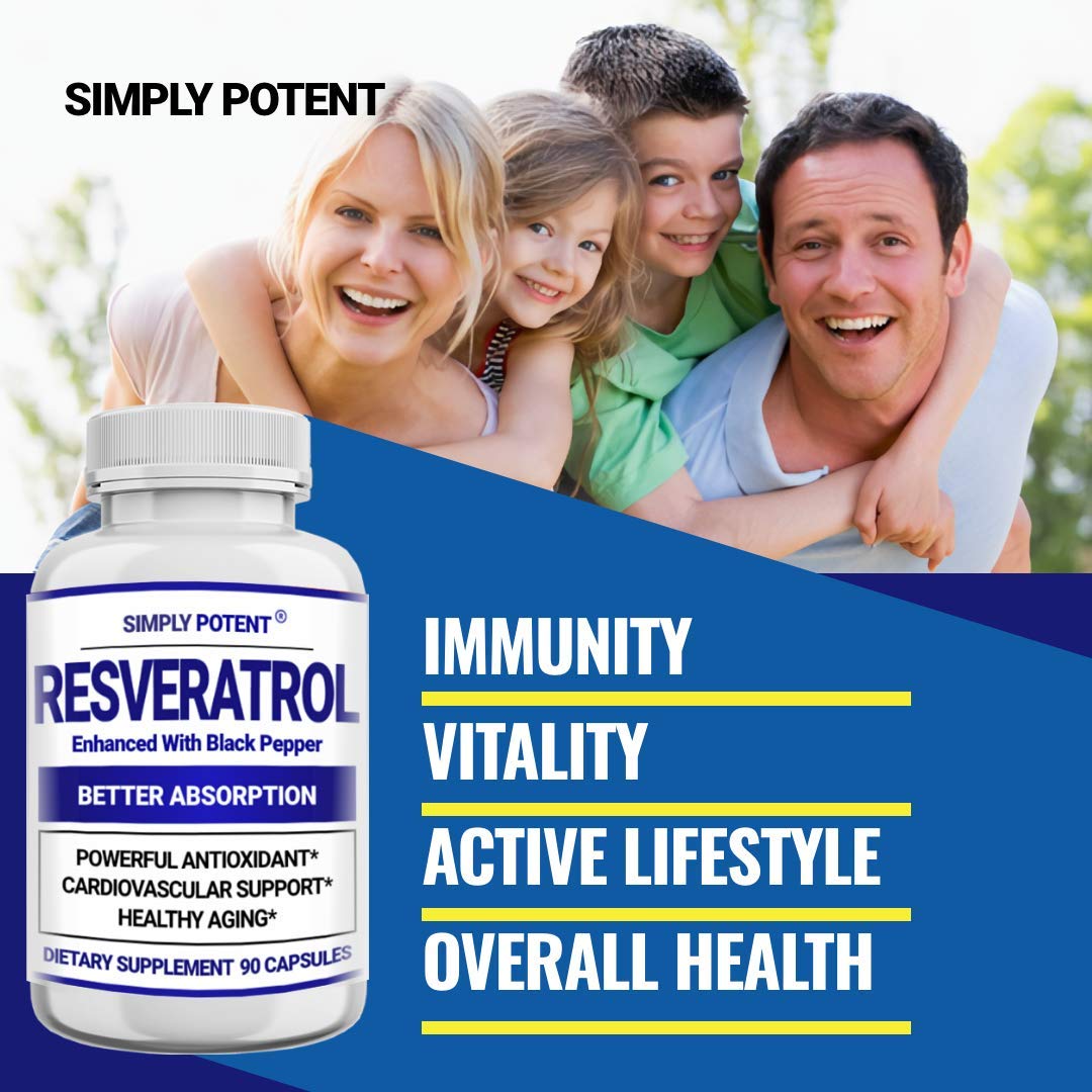 Simply Potent Resveratrol 1000mg Antioxidant Capsules - 90 Count - image 5