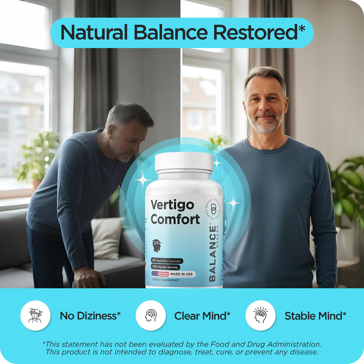 Balancebreens Vertigo Relief Supplement 1750mg - 90 Capsules - image 2