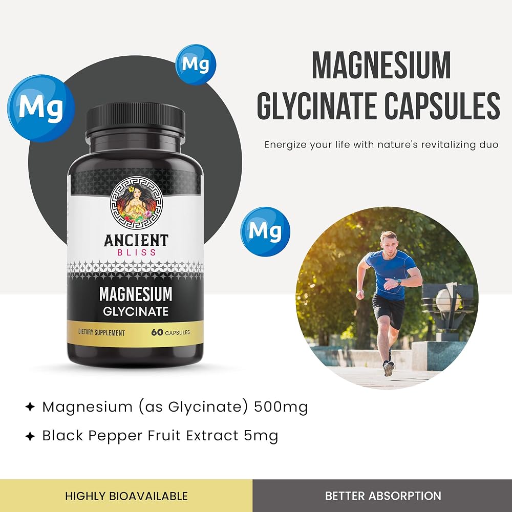 Ancient Bliss Magnesium Glycinate for Muscles & Nerves - 60 Capsules - image 2