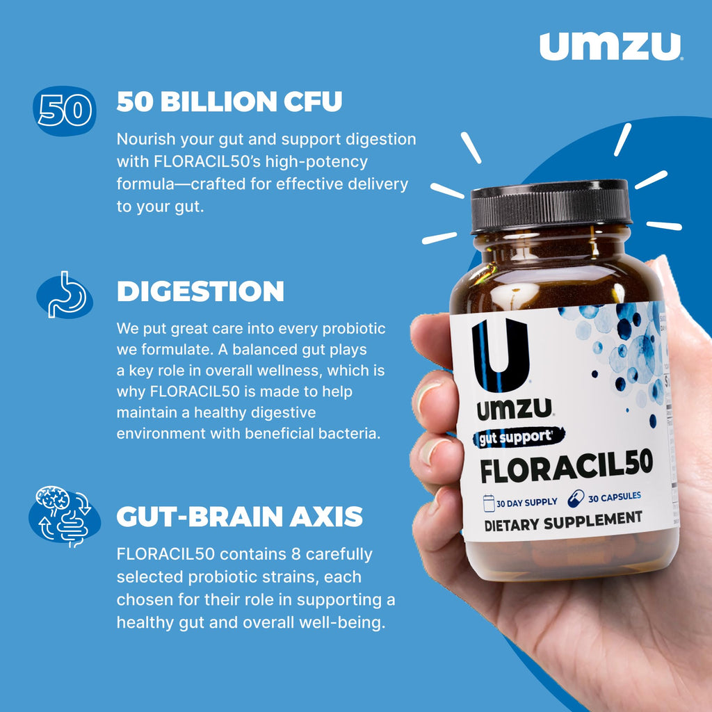 UMZU Floracil50 Probiotic Supplement 50 Billion CFU - 30 Capsules - image 2