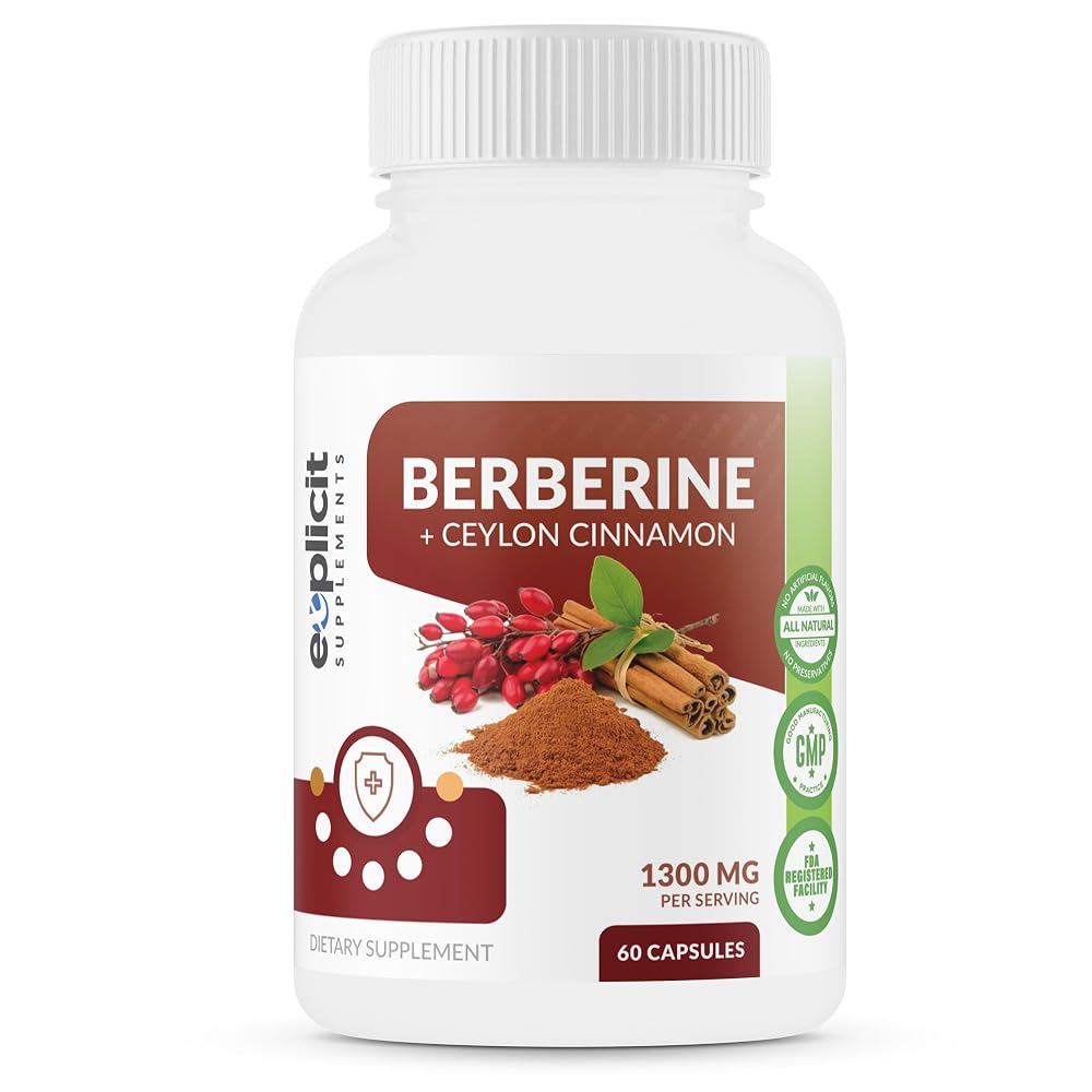eXplicit Supplements Berberine & Ceylon Cinnamon - 180 Capsules
