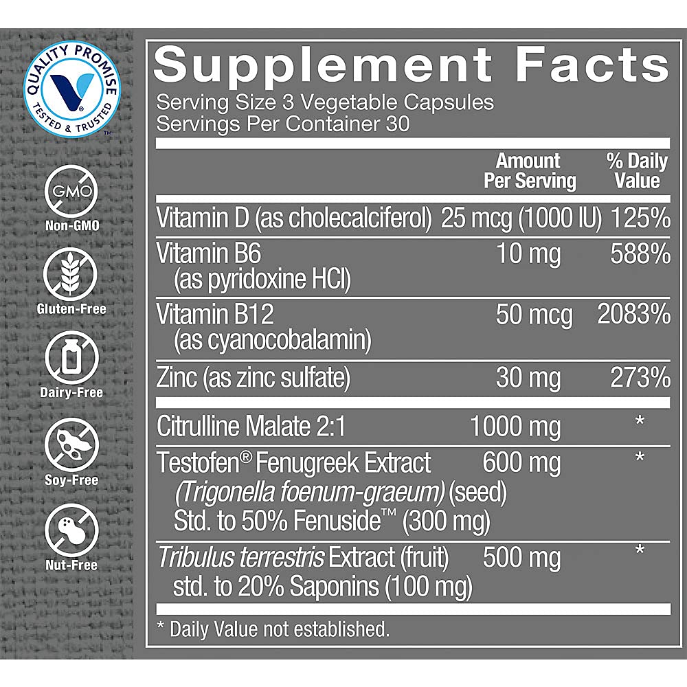 The Vitamin Shoppe Testosterone Booster Male Vitality - 90 Vegetarian Capsules - image 3