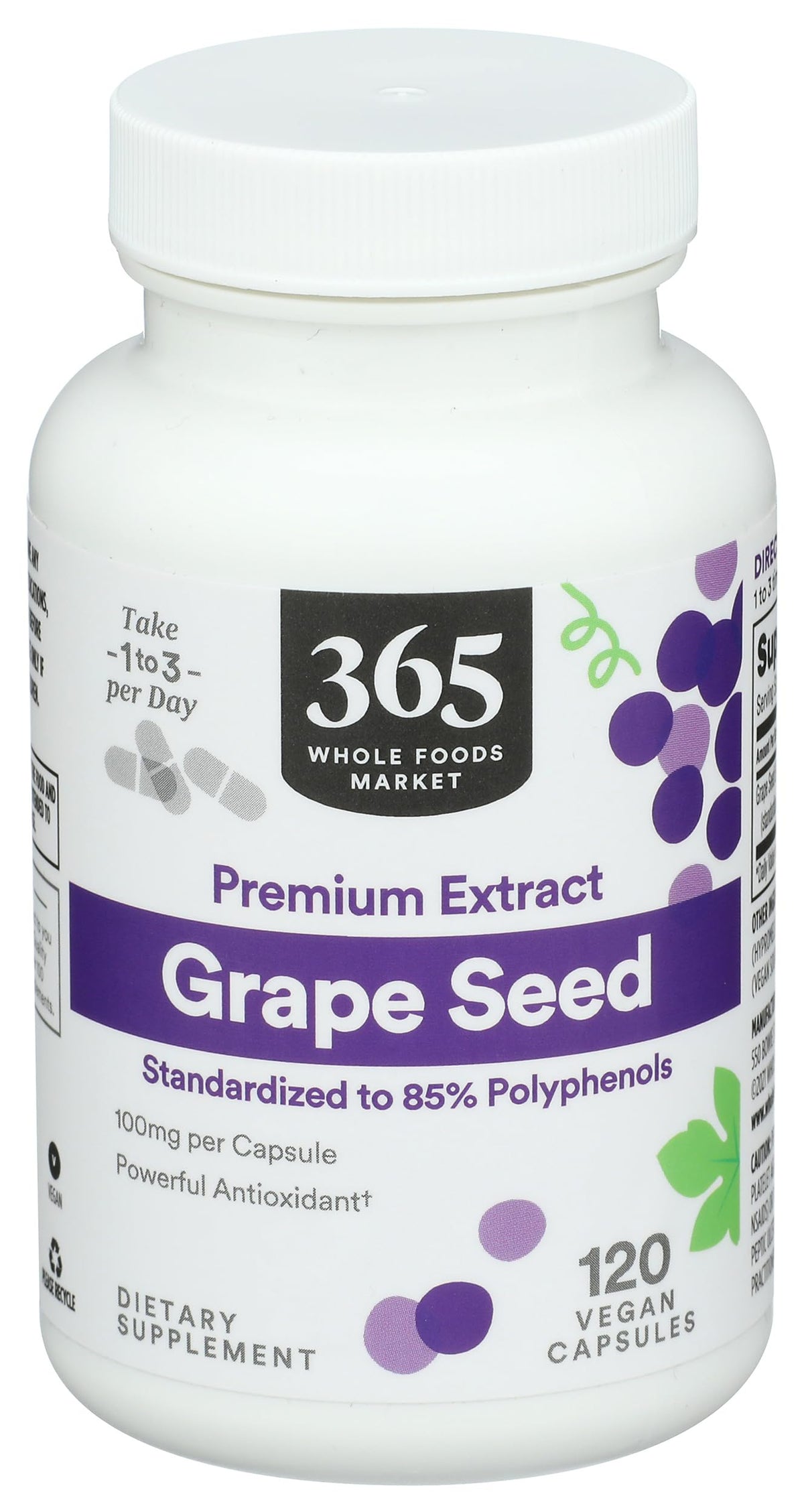 Whole Foods Market Grapeseed Extract 100mg - 120 Capsules