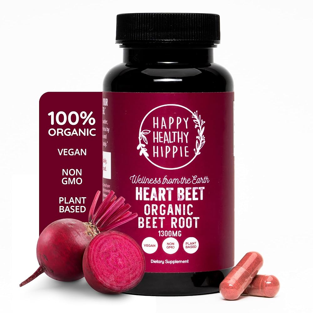 Happy Healthy Hippie Organic Beet Root Capsules 1,300 mg - 60 Count