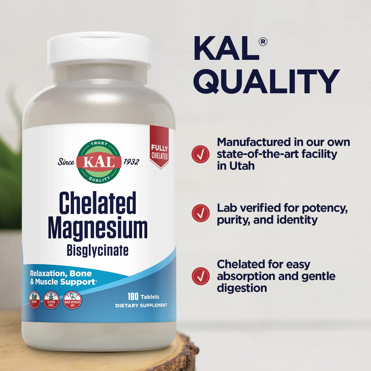 KAL Chelated Magnesium Bisglycinate - 180 Tablets - image 5