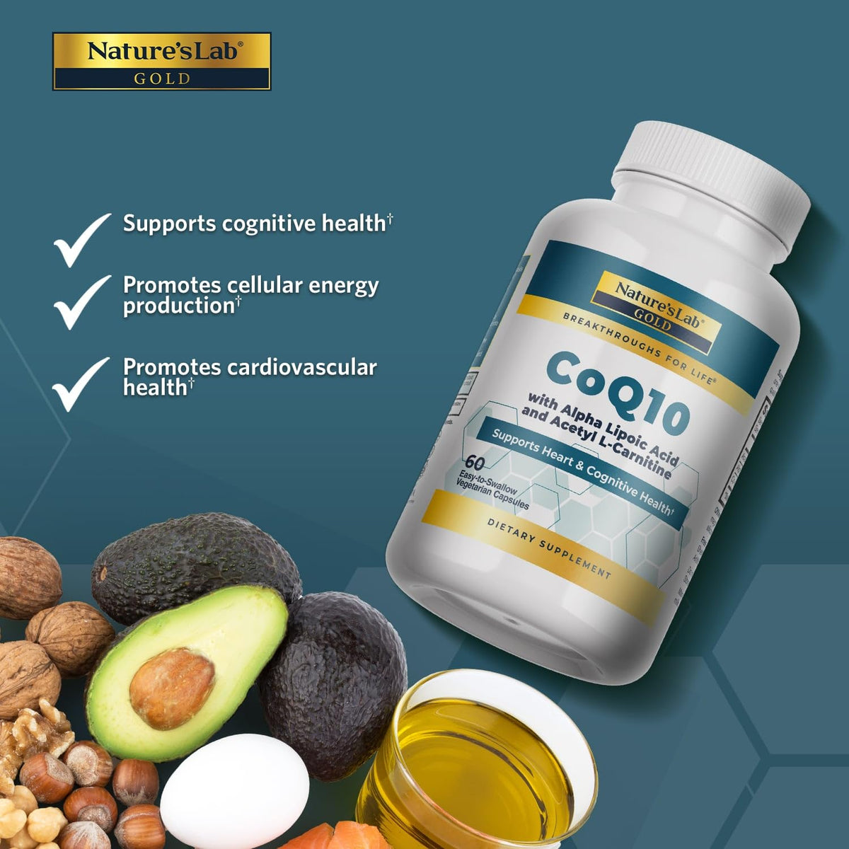 Nature's Lab CoQ10 200mg with Alpha Lipoic Acid & L-Carnitine - 60 Capsules - image 2